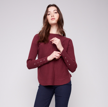 Load image into Gallery viewer, Cabernet Knit Sweater With Lace-Up Cuffs

