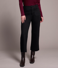 Load image into Gallery viewer, Black Pocket Front Ponte Crop Wide Leg Pant
