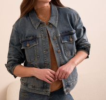 Load image into Gallery viewer, Vintage Studded Denim Jacket
