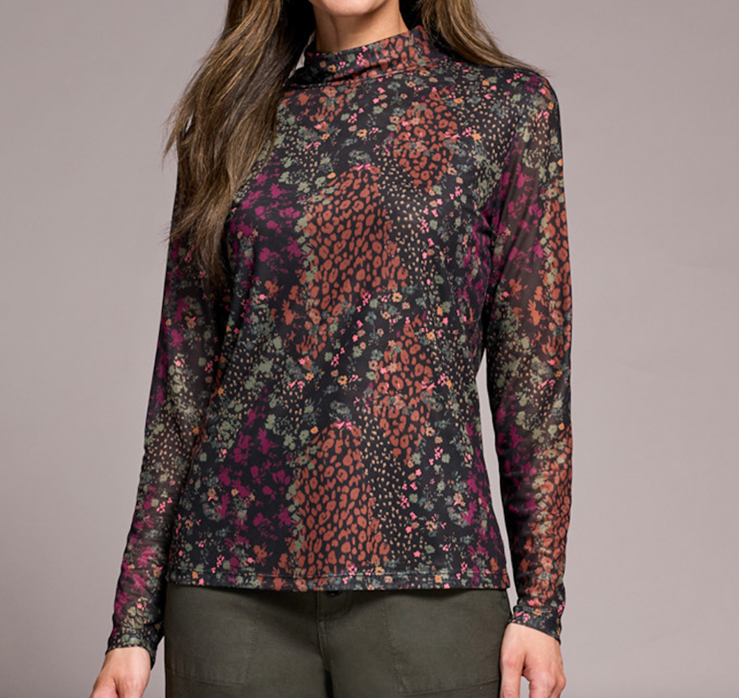 Plum Wine Mesh Turtleneck