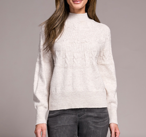 Moonstone Cable Detailed Mock Neck Sweater