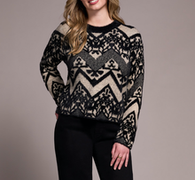 Load image into Gallery viewer, Black &amp; Camel Printed Eyelash Sweater
