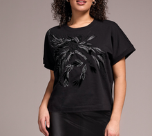 Load image into Gallery viewer, Black Embroidered Short Sleeve Tee
