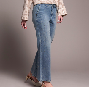 Jewel Blue Brooke Super Straight Bling Jean