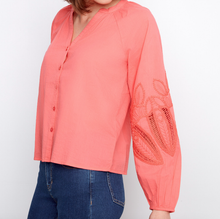 Load image into Gallery viewer, Sorbet Cotton Button-Front Embroidered Blouse
