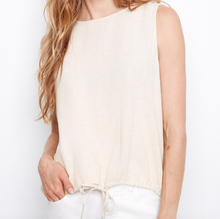 Load image into Gallery viewer, Natural Sleeveless Linen Blend Top With Drawcord
