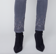 Load image into Gallery viewer, Medium Grey Slim Leg Jeans With Geometric Embroidery
