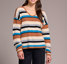 Load image into Gallery viewer, Celestial Striped Waffle U-Neck Long Sleeve
