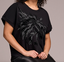 Load image into Gallery viewer, Black Embroidered Short Sleeve Tee
