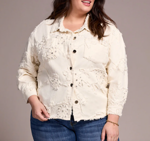 Embroidered Cream Shacket