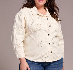 Embroidered Cream Shacket