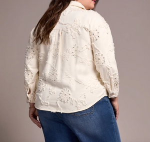 Embroidered Cream Shacket