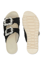 Load image into Gallery viewer, Tulip 1040 Black Rhinestone Buckle Slip In Sandal
