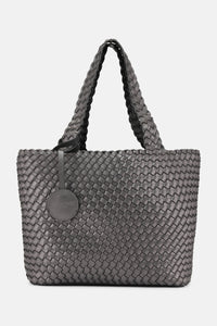 Black/Gunmetal Reversible Woven Tote