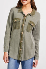 Load image into Gallery viewer, Clover Leaf Cotton Button Up Shacket
