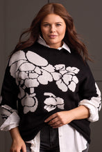 Load image into Gallery viewer, Size Inclusive Black &amp; White Floral Funnel Neck Sweater
