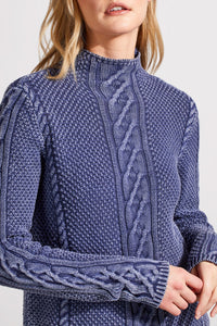 DK. Blue Jay Cable Knit Mock Neck Sweater