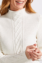 Load image into Gallery viewer, Eggshell Cable Knit Mock Neck Sweater
