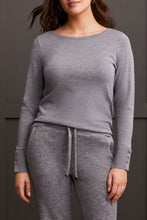 Load image into Gallery viewer, Grey Long Sleeve Boat Neck Sweater
