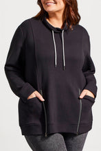 Load image into Gallery viewer, TF- Size Inclusive Black Funnel Neck Sweater With Zipper Detail
