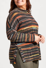 Load image into Gallery viewer, Size Inclusive Rust Striped Mock Neck Sweater
