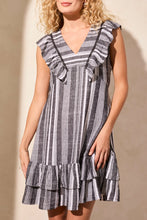 Load image into Gallery viewer, TF- Black &amp; White Striped Frill Dress
