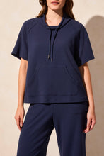 Load image into Gallery viewer, TF- Jet Blue Cotton Short Sleeve Funnel Neck
