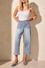 Load image into Gallery viewer, TF- Sanded Blue Pocket Front Wide Leg Pant

