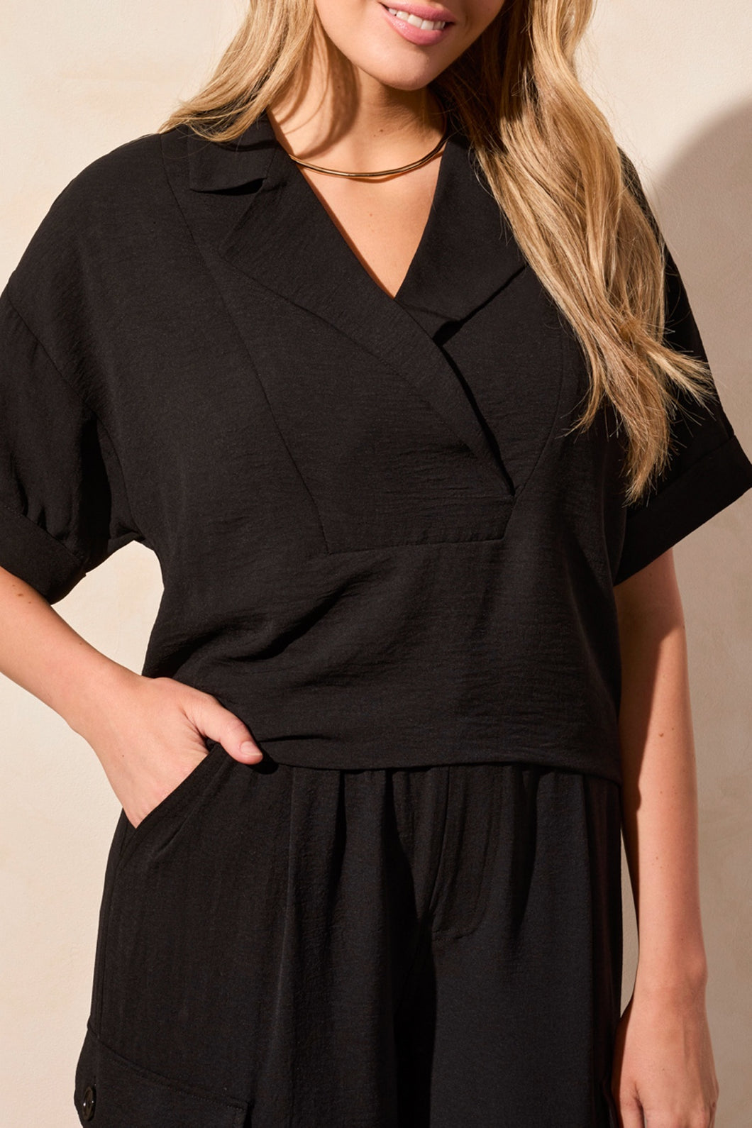 TF- Black Popover Blouse