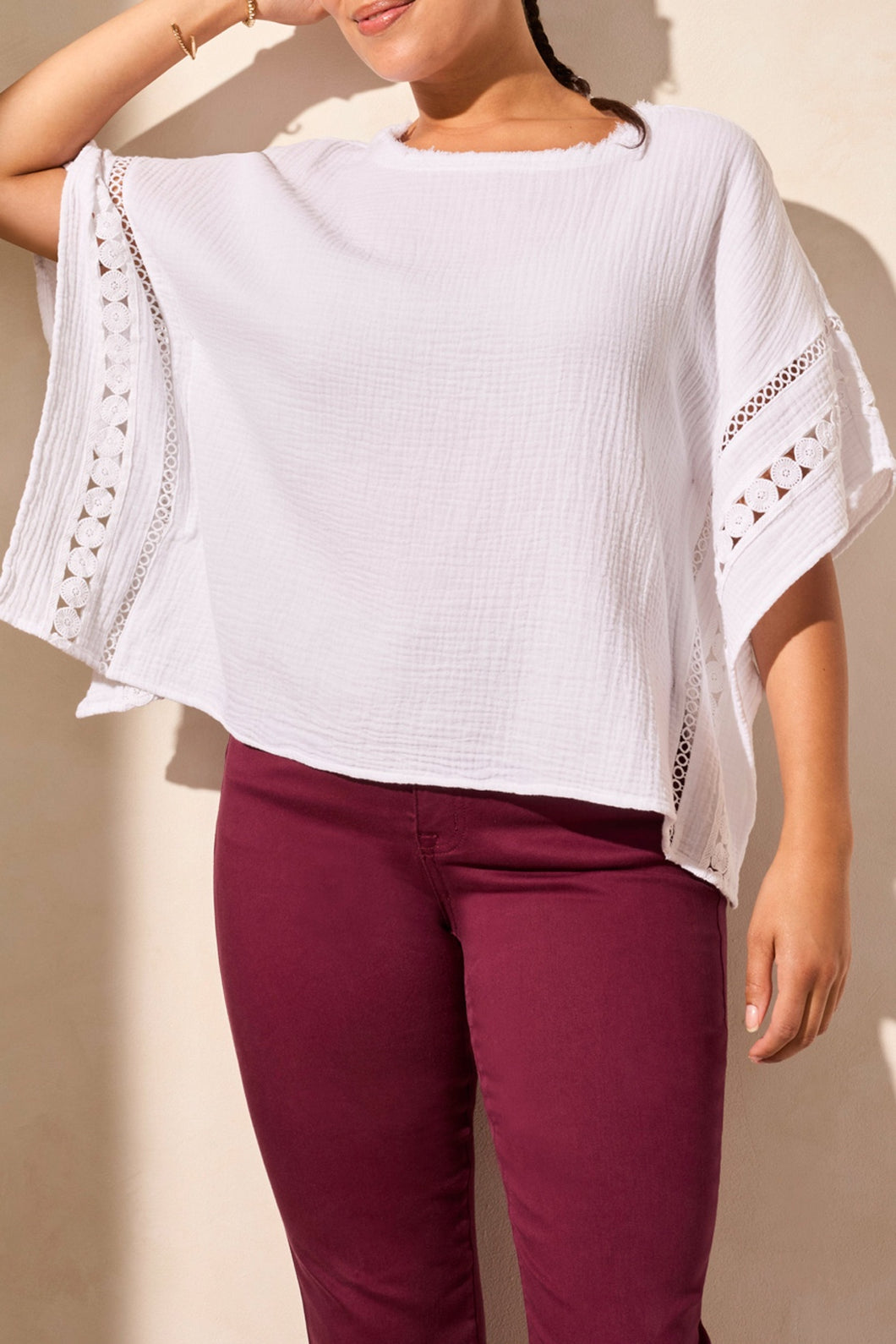 TF- White Gauze Kaftan Blouse