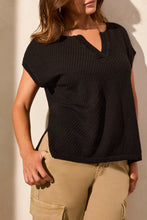 Load image into Gallery viewer, TF- Black Drop Shoulder Side Slit Sweater Top
