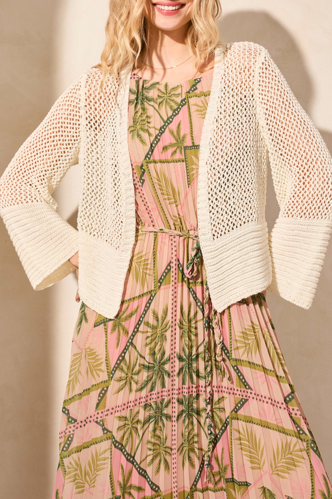 TF- Coco Milk Knit 3/4 Sleeve Cardigan