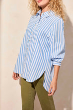 Load image into Gallery viewer, Striped Deep Sea Button Down Blouse

