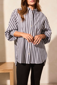 Striped White Button Down Blouse