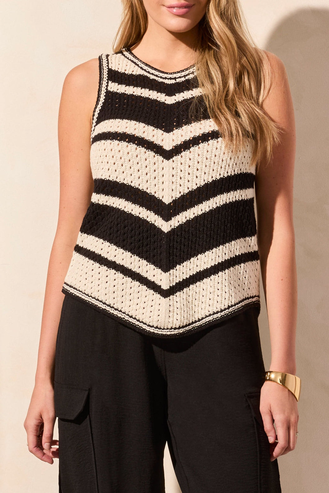 Black & White Striped Knit Tank