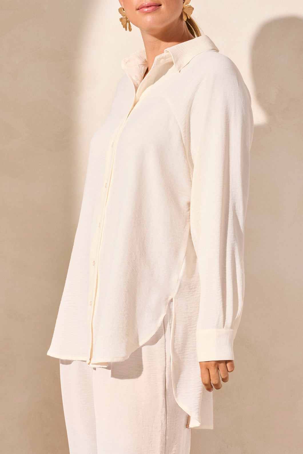 Coco Milk Flowy Crepe Raglan Sleeve Blouse