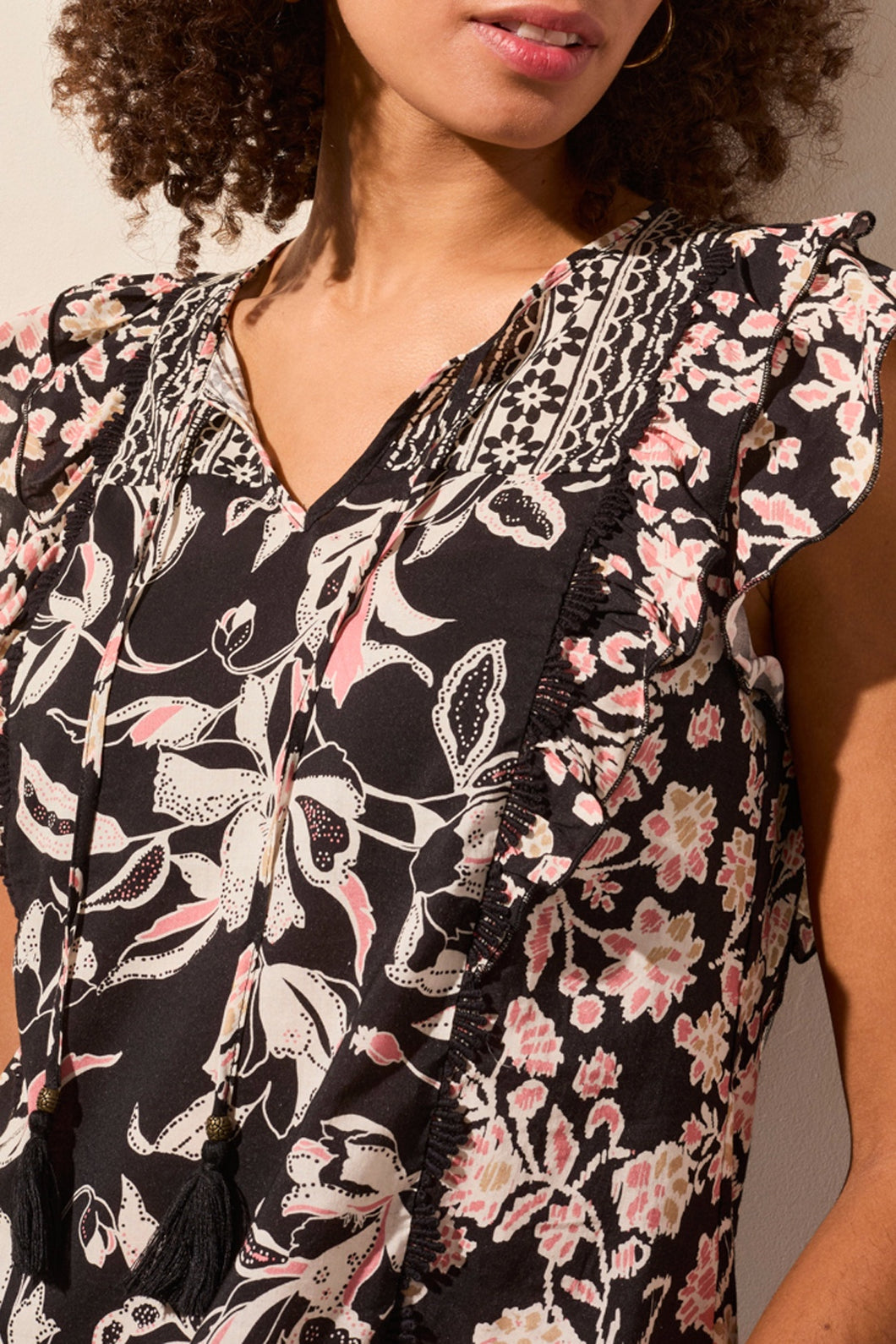 Coco Milk Printed Notch Neck Blouse