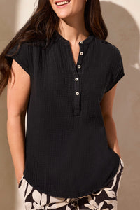 Black Gauze Cap Sleeve Tee