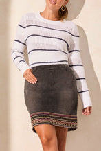Load image into Gallery viewer, Smoked Grey Embroidered Hem Denim Skort
