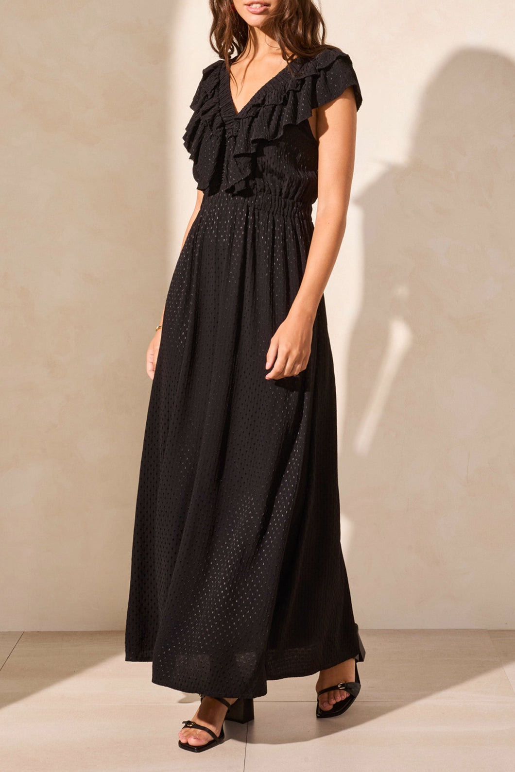 Swiss Dot Open Back Maxi Dress