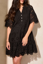 Load image into Gallery viewer, Black Tiered Eyelet Dress
