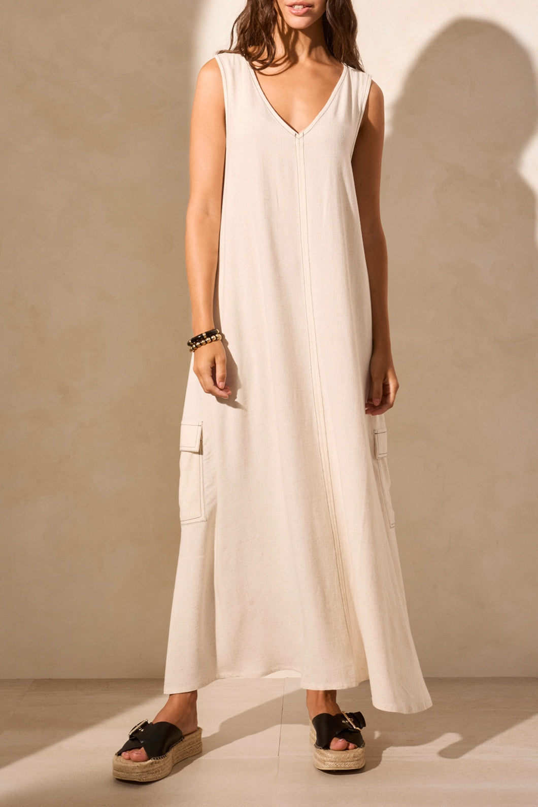 Sea Shell Sleeveless Cargo Dress