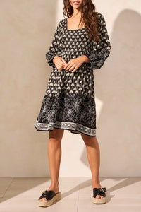 Black Wear 2 Ways Embroidered Dress