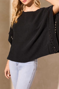 Black Gauze Kaftan Blouse