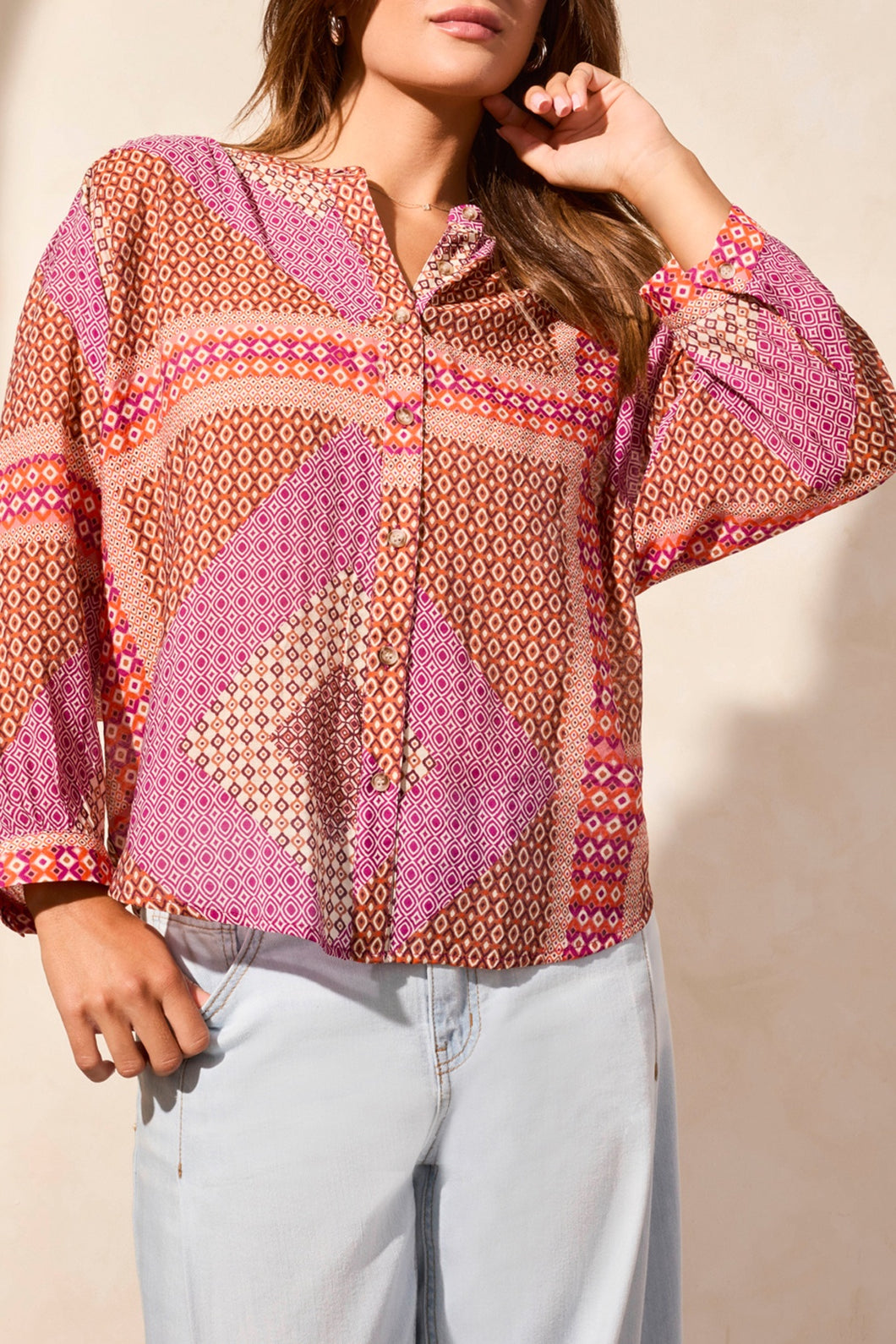 Passion Fruit Printed Dolman Sleeve Blouse