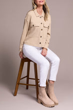 Load image into Gallery viewer, Oatmeal Cropped Waffle Knit Shacket
