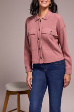 Load image into Gallery viewer, Heather Dk.Toffee Cropped Waffle Knit Shacket
