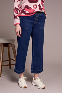 Deep Water Sophia Button Front Wide Crop Jean