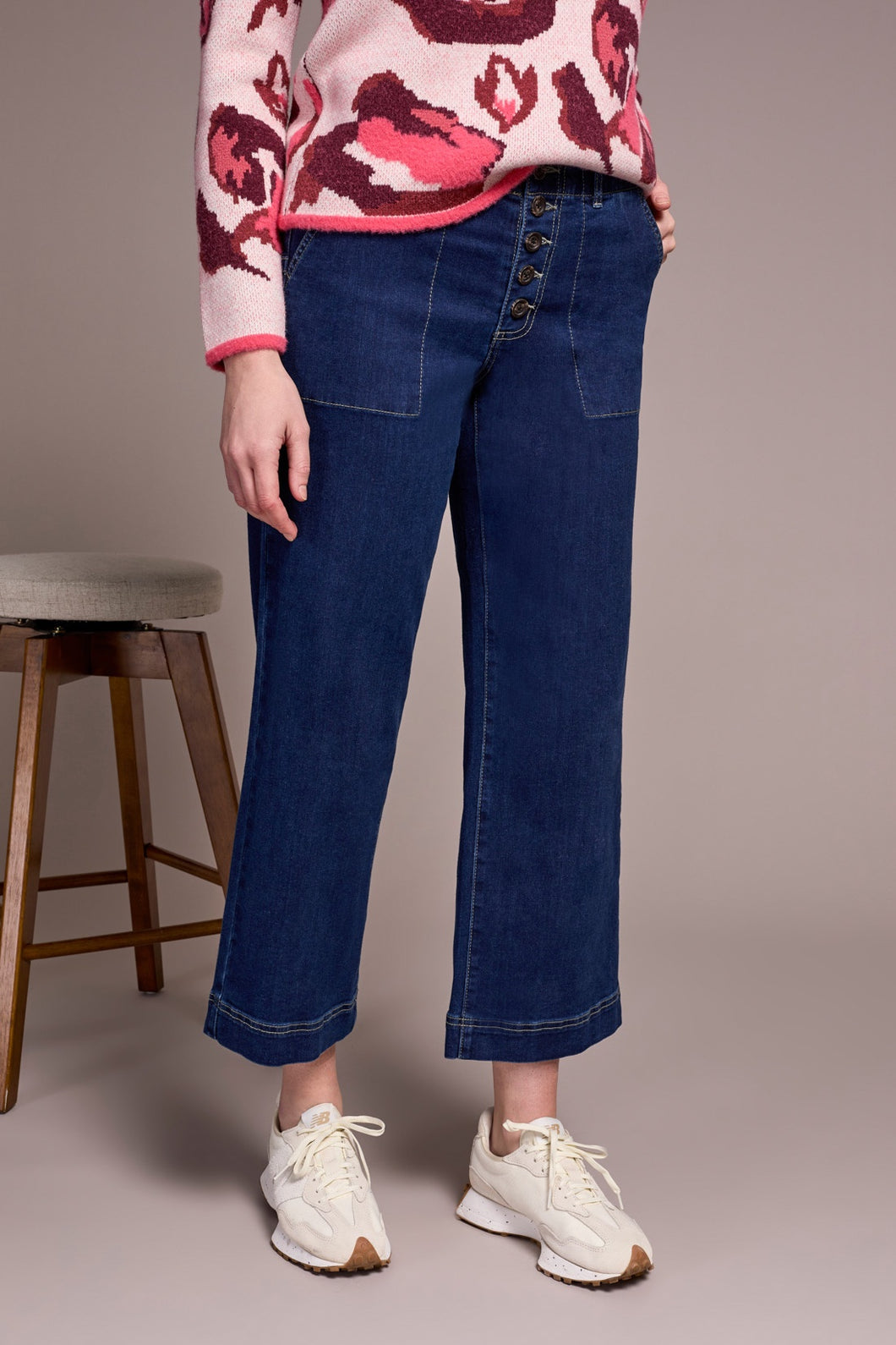 Deep Water Sophia Button Front Wide Crop Jean
