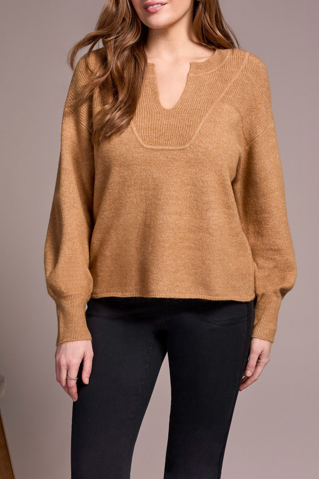 Iced Latte Notch Neck Sweater